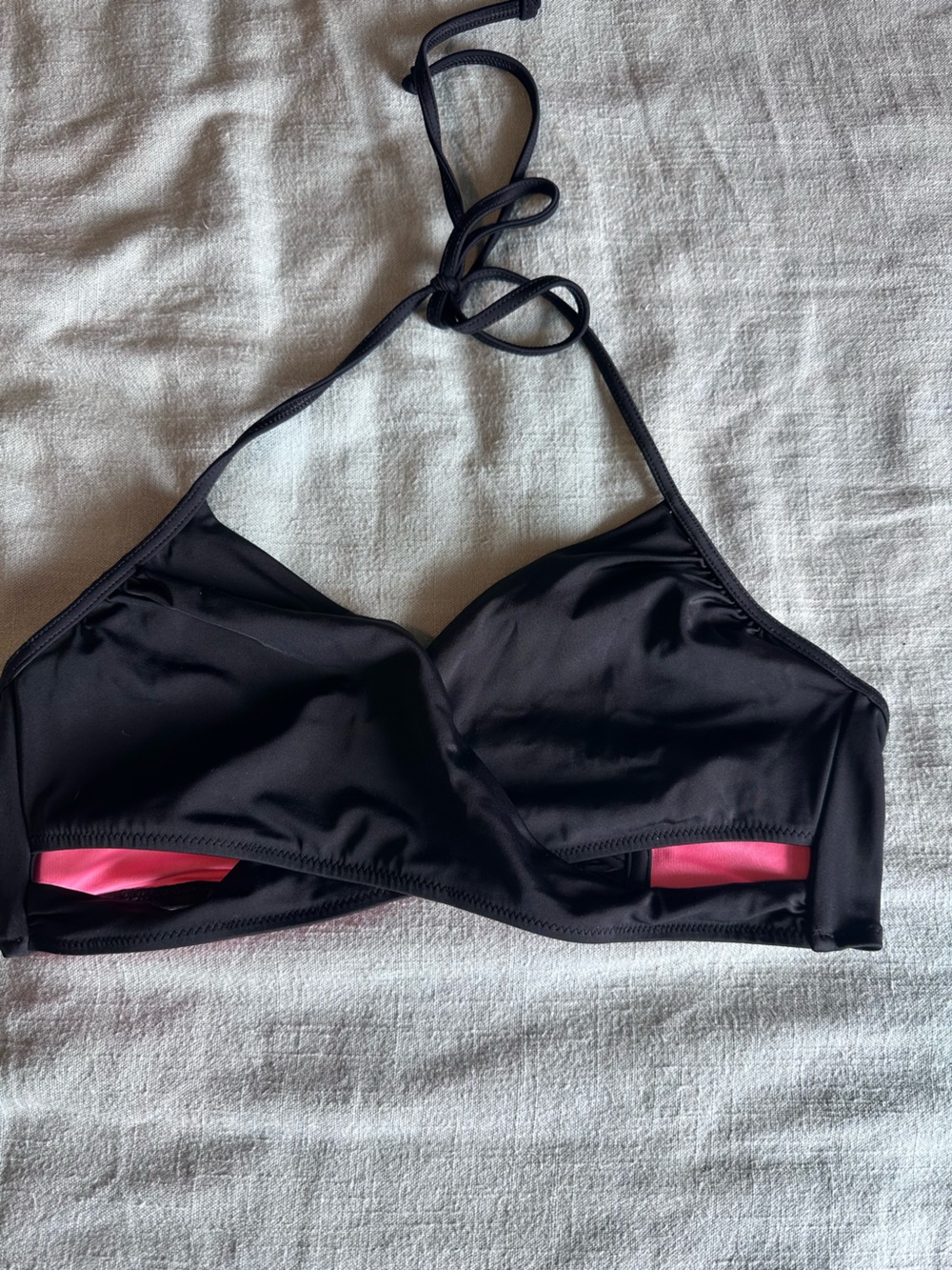 PINK Victoria's Secret Black Bikini Top with Pink Accents